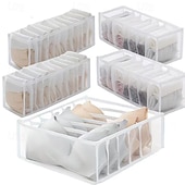 cheap Storage &amp; Organization-5-Piece Foldable Wardrobe Storage Boxes - Grid Underwear Storage Bags - Multi-Size Nylon Drawer Dividers for Underwear, Socks, and Ties, Stylish