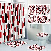 cheap Shower Curtains-Modern Creative Bathroom Shower Curtain and Bath Mat Set, Polyester Waterproof, Mildew Resistant, Quick Dry, Non Slip, Easy to Clean, Home Bathroom Decor