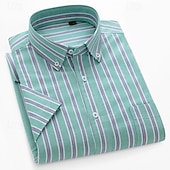 baratos camisas masculinas oxford-Homens Camisa Social Saia camisa de botão Camisa Oxford Bloco de cor Casual Diário Branco Amarelo Azul Marinha Azul Royal Manga Curta Aberto para a Lateral Verão Primavera Roupa Patchwork