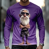 abordables Camisetas 3D-Hombre Old Man Camiseta Manga Larga Camiseta Impresión 3D Cuello Barco Camisa Casual Diario Vacaciones Calle Azul Piscina Negro Rojo Verano Primavera Otoño Ropa S M L XL 2XL 3XL