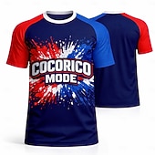  Uniseks Frankrijk Voetbalzomer Wereldwijde wedstrijd Truien Trainingsshirt Hardloopshirt Zomer Kleurenblok Korte mouw UPF 50 Sneldrogend Ademend Informeel Hardlopen Joggen Fitness Marineblauw