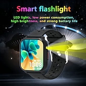 billiga Smarta klockor-Smartklocka med ficklampa, aktivitetsmätare med pulsmätare och sömnmätare, vattentät sportklocka för män och kvinnor, kompatibel med iPhone och Android, lång batteritid