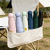 billige Paraplyer-Sammenleggbar kapselparaply med seks ribber, svart, UV-bestandig, ultralett, egnet for både regn og solskinn, UPF50-tilbud, for daglig pendling, shopping, korte turer, reise, piknik
