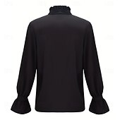 cheap Tops-Gothic Medieval Renaissance Shirt Long Sleeves Vampire Pirate Bard Nobleman Lace up Ruffle Solid Color Fancy Dress Men's Royal Steampunk Halloween Carnival Renaissance Fair LARP Adults Shirt