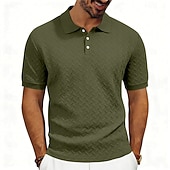 cheap Men's Classic Polo-Men's Polo Polo Shirts Casual Street Lapel Short Sleeve Basic Modern Plain Lightweight Buttons Summer Spring Regular Fit Black White Khaki Dark Grey Army Green Polo