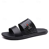 cheap Casual Sandals-Men's Brown Textured Slide Sandals, Open-Toe Comfort Slip-On Sandals, Relaxed Casual Style for Men, Great for Beach Holidays, Resort Wear and Summer Daily Use