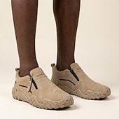 abordables Zapatos Casuales Slip-On-Zapatillas deportivas casuales beige para hombre, sin cordones, transpirables, ligeras y cómodas para caminar, ideales para viajes, senderismo, salidas de fin de semana, uso diario y actividades al aire libre.