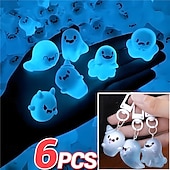 cheap Home Supplies-6 Pcs Glow in The Dark Ghost Keychains,  Cute Kawaii Mini Cartoon Resin Ghost Key Chain Charms for Backpacks, Bags, Halloween Party Favors, Gifts for Kids Adults