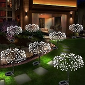abordables Éclairage paysager-Guirlande lumineuse solaire en forme de pissenlit, effet feu d'artifice - 2 modes d'éclairage pour jardin, pelouse, camping, décoration de fête (1 pièce)