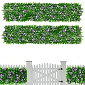 cheap Artificial Plants &amp; Greenery-Expandable Artificial Ivy And Orchid Privacy Screen Fence With Realistic Green Leaves, Durable Wood-Plastic Material, Maintenance-Free Outdoor Garden Decoration, Ideal For Patio, Balcony, Backyard