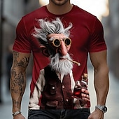abordables T-shirts 3D-Homme A Ombre Vieil Homme T-shirt Manche Courte T-shirt Impression 3D Col ras du cou Chemise Drôle Occasionnel Quotidien Rue Bleu Noir Rouge Été Printemps Vêtement Tenue S M L XL 2XL 3XL
