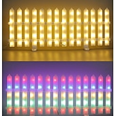 voordelige Pathway Lights &amp; Lanterns-Witte schutting met zonneverlichting voor de tuin, tuinafscheiding met zonneverlichting en afstandsbediening, decoratieve mini-hekwerkjes voor een klein bloemenpad, boom, erf of huisdierafscheiding.