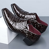 economico Mocassini-Scarpe eleganti da uomo grigie con fibbia e punta affusolata, con stampa coccodrillo e borchie, ideali per matrimoni, banchetti, feste, balli di fine anno, spettacoli teatrali e serate di lusso.