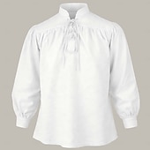  Medieval Renaissance Shirt Pirate Viking Fancy Dress Men's Viking Pirate Halloween Carnival Performance LARP Ren Faire Adults' Shirt