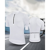 tanie Męskie koszulki-Męskie Koszulka rowerowa Jeden kolor Krótki rękaw Rower Dżersej Top z 3 tylnymi kieszeniami Odporny na UV Szybkie wysychanie Kieszeń na plecach Odvádí pot Sport Czarny Biały Czerwony Odzież