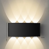 billiga utomhus vägglampor-upp- och nerljus utomhus, utomhusvägglampor ip54 vattentät, 3000k modern vägglampa, LED-vägglampa badrum vägglampa aluminium för trädgård, sovrum, hall, trappor (svart)