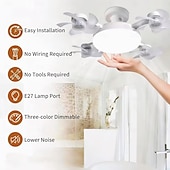 cheap Decoration Bulbs-Ceiling Fan with Light, Remote Control 3 Speeds 3 Colors 2 Timers Quiet Motor E26 E27 Bulbs, with Foldable Blades, for Living Room Bedroom