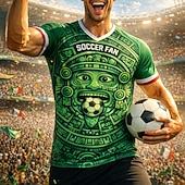  Herren Mexiko Fußball-Sommer Global Match Pullover-Oberteile Laufshirt Sommer Farbblock Kurzarm UPF 50 Schnelltrocknend Atmungsaktiv Leger Laufen Joggen Fitness Grün Sportbekleidung Sportkleidung