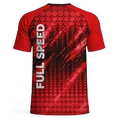  男性用 幾何学模様 抽象的 文字＆番号 サッカーの夏 グローバルマッチ ランニングＴシャツ 夏 半袖 UPF 50 速乾性 高通気性 ジム Track フィットネス レッドとブラック スポーツウェア アクティブウェア
