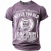  ανδρικό ποτέ πολύ παλιό καπετάνιο σε μηχανοκίνητο σκάφος ο θρύλος της λίμνης αστείο ναυτικό γραφικό μπλουζάκι με κοντό μανίκι, στρογγυλή λαιμόκοψη, παλιό καπετάνιο με σωλήνα, vintage δώρο για βαρκάδα,