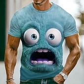 billige 3D T-skjorter-Herre Morsomme Emotes T-skjorte Kortermet T-skjorte 3D-print Rundhalset Mote Overdrevet Avslappet Daglig Gate Blå Lysegrønn Rød Sommer Vår Klær S M L XL XXL XXL