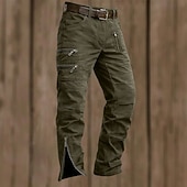 preiswerte Cargohosen-Herren Cargo-Hosen Taktische Hose Bein mit Reißverschluss Einfach Komfort Atmungsaktiv Volle Länge Lässig Täglich Outdoor Urlaub Lässig Schwarz Armeegrün Unelastisch