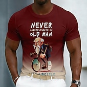  Ne sous-estimez jamais un vieil homme à vélo. T-shirt humoristique pour homme, motif cycliste 3D caricature, manches courtes, col rond, dégradé turquoise, style décontracté, tailles S, M, L, XL, XXS.