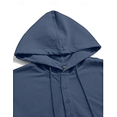 tanie Casualowa koszulka Henley-Męskie Koszula bawełniano-lniana Podkoszulek Koszula Henley Koszulka z długim rękawem Długi rękaw Kaptur Wiosna Jesień Równina Moda Moda miejska Codzienny Ściągana na sznurek Guziki Codzienny Urlop