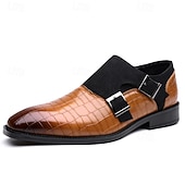 cheap Monk Shoes-Men's Faux Leather Double Monk Strap Dress Shoes Elegant Formal Loafers for Weddings, Office and Special Occasions