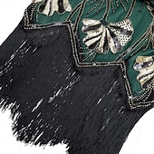 voordelige Outfits-Roaring jaren '20 Jaren 1920 Retro vintage Tot de knie Flapper jurk Handschoenen Ketting Mouwloos The Great Gatsby Charleston Pailletten V-hals Kostuum Dames Halloween Carnaval Feesten &amp; Uitgaan