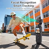 abordables Cámara de Acción-Cámara de bolsillo con estabilizador 4K Ultra HD y seguimiento automático de 330°. &amp;Seguimiento facial, cámara de acción portátil con pantalla táctil de 1,72", cámara inalámbrica wifi para vlogs de