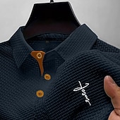 baratos Polo Clássico Masculino-Homens Polo de seersucker Ice Silk Camisa de golfe Casual Trabalho Lapela Manga Curta Básico Moderno Cruz Jacquard Botões Verão Primavera Normal Azul Preto Branco Azul Marinha Cinzento Escuro Azul
