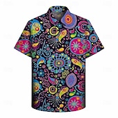  Retrò Vintage Hippie Anni '70 Camicia Maniche corte Hippie Paisley Etnico Costume Per uomo Festival Musicale Feste Abbigliamento quotidiano Adulti Camicia Primavera & Estate