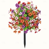  24 Inch Artificial Flower Stake Outdoor Decor Violet  Boxwood Topiary Ball Trees Multi-Color Garden Stakes for Yard & Lawn, No Fade Heavy Duty Plastic, All Season Decoration
