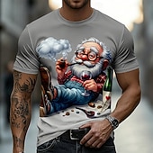  Maglietta da uomo con grafica 3D divertente e spiritosa di un vecchio felice che fuma la pipa e beve vino, girocollo, maniche corte, regalo di pensionamento per il nonno, amante del vino, compleanno,