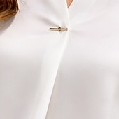 tanie Gładkie bluzki-Damskie Koszula Letnia koszula Codzienna koszula Bluzki z szyfonu Z marszczeniami Jednokolorowe Równina Elegancja Urlop Moda Długi rękaw W serek Zwykłe topy Codzienny Streetwear Święto Biały Lato