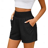 abordables Short de sport-Femmes Chinos Shorts Vacances Basique Court Taille haute Uni Confort Élastique Quotidien Mer bleue Noir Rouge bleu marine Été Printemps Coupe Ample