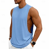 abordables Camisetas sin mangas de gimnasio-Hombre Camiseta sin mangas Chaleco Camisetas Interiores Camisa sin mangas Sin Mangas Escote Redondo Verano Primavera Plano Moda Deportivo Clásico Puro Casual Gimnasia Calle Negro Blanco Rosa Camiseta