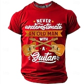  Men's Never Underestimate An Old Man With A Guitar Crossed Guitars Stars Vintage Retro Funny Humor T Shirt Tee Graphic Regular Fit Father's Day Birthday Gift Designer Clothing Apparel S M L XL XXL XXX