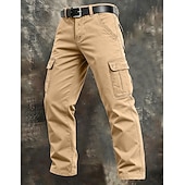preiswerte Cargohosen-Herren Cargo-Hosen Hose Arbeitshosen Knöpfe Mehrere Taschen Einfach tragbar Volle Länge Outdoor Täglich Campen und Wandern Urlaub Mode Schwarz Armeegrün Unelastisch