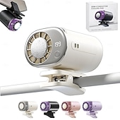 baratos Luzes e lanternas de acampamento-Ventilador de ar condicionado automotivo de encaixe, modelo 2026, com chips de resfriamento semicondutores de 16°C, 199 velocidades ajustáveis e display de LED. &amp;Ventilador portátil com rotação de