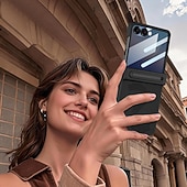 ieftine Carcasă Samsung-telefon Maska Pentru Samsung Galaxy Z Flip 7 Z Flip 6 Capac Spate și Protecție de Ecran PU piele