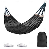 voordelige Patio-decoratie-Hangmat voor buiten met ijsnet en gebogen stang, anti-kantelontwerp voor veilige en comfortabele ontspanning, perfect voor kamperen, reizen, loungen in de achtertuin en buitenavonturen, duurzaam en