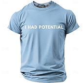 voordelige Sarcastische Humor T-shirts-Heren T-shirt met de tekst "I had potential" (grappig, sarcastisch, minimalistisch, meme), normale pasvorm, begaafd, kind, burn-out, humor, casual, dagelijkse designerkleding, maten S, M, L, XL, XXL,