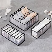 cheap Storage &amp; Organization-5-Piece Foldable Wardrobe Storage Boxes - Grid Underwear Storage Bags - Multi-Size Nylon Drawer Dividers for Underwear, Socks, and Ties, Stylish