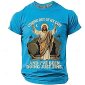  Camisa T-Shirt Cristiana Graciosa Hombre Biblia Salí de mi cueva y he estado muy bien Resurrección de Jesús Meme Humor Camiseta Gráfica Casual de Manga Corta Regalo para la Iglesia Ropa de Diseñador