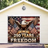 ieftine 250 de ani de la-Decorațiune pentru capacul ușii de garaj cu ocazia celei de-a 250-a aniversări a SUA, fundal pentru fotografie cu vulturul din 4 iulie, banner american 1776-2026 pentru decor patriotic al Zilei Independenței