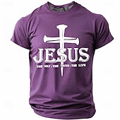  Hombre Jesús Camiseta Manga Corta Camiseta Impresión 3D Cuello Barco Camisa Moda Design Sencillo Casual Diario Fiesta Rojo Verano Primavera Ropa S M L XL XXL XXXL