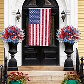 cheap Artificial Flower-10PCS July 4th Artificial Flowers Patriotic Flowers Independence Day Home Decor Floral Arrangements for Dining Table, Independence Day Holiday Decorations