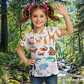 abordables Animales 3D de Chica-Chica 3D Graphic Animal Camiseta Manga Corta Impresión 3D Primavera Activo Estilo lindo Niños 4-12 años Casual Escuela Ajuste regular